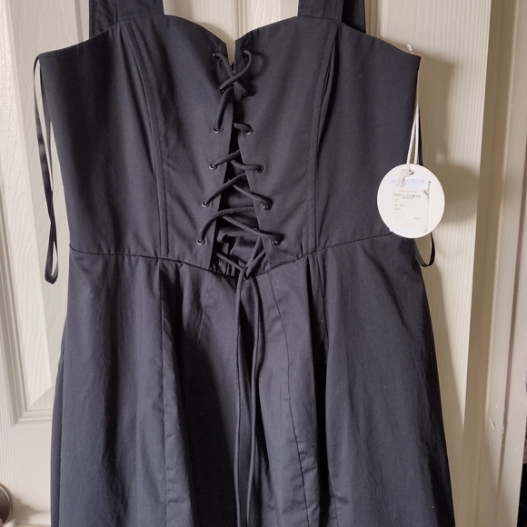 STAUD Black Strapless Lace-Up Dress - Picture 3 of 4